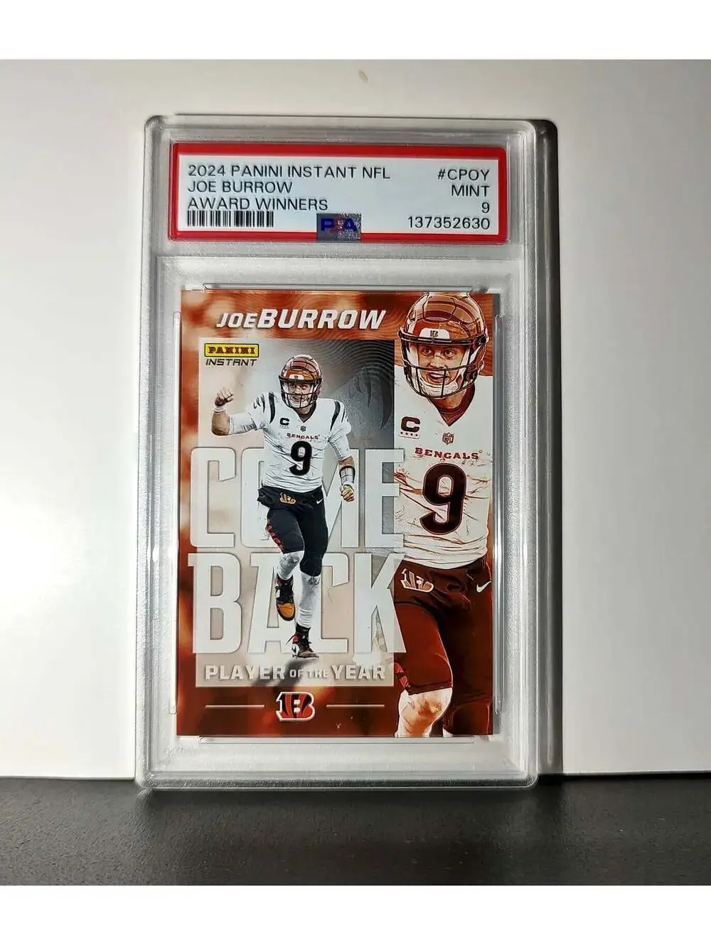 Joe Burrow 2024 Panini NFL AP Comeback Player of the Year Bengals PSA 9 Mint